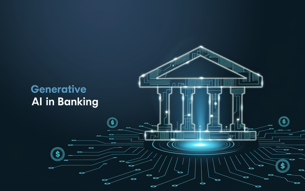 Generative AI enabling personalized banking experiences and data-driven strategies.